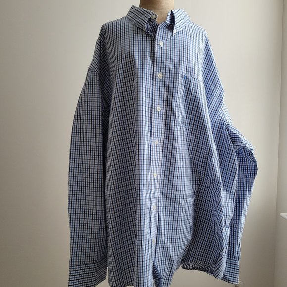 IZOD Mens Big & Tall Classic Fit Long Sleeve Plaid Button-Down Shirt - Picture 4 of 9